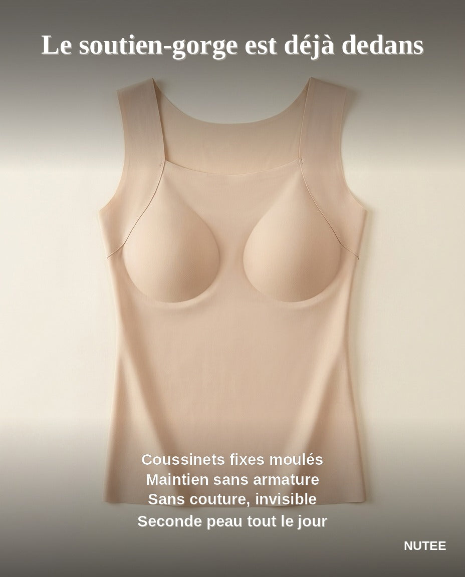 Top NUTEE à plat montrant la structure de soutien intégrée à l'intérieur.